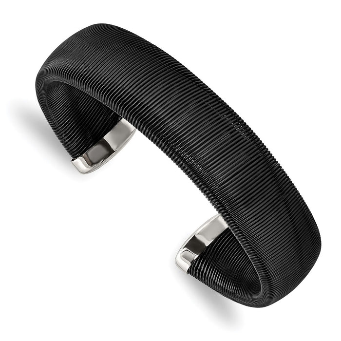 Chisel Brand Jewelry, Stainless Steel Polished Black IP-plated Wire 18mm Cuff Bangle