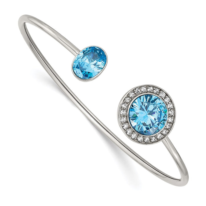 Chisel Brand Jewelry, Stainless Steel Polished with Blue and Clear CZ Bangle
