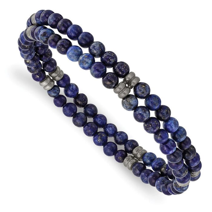 Chisel Brand Jewelry, Stainless Steel Brushed Antique Bronze-plated Lapis Stretch Bracelet