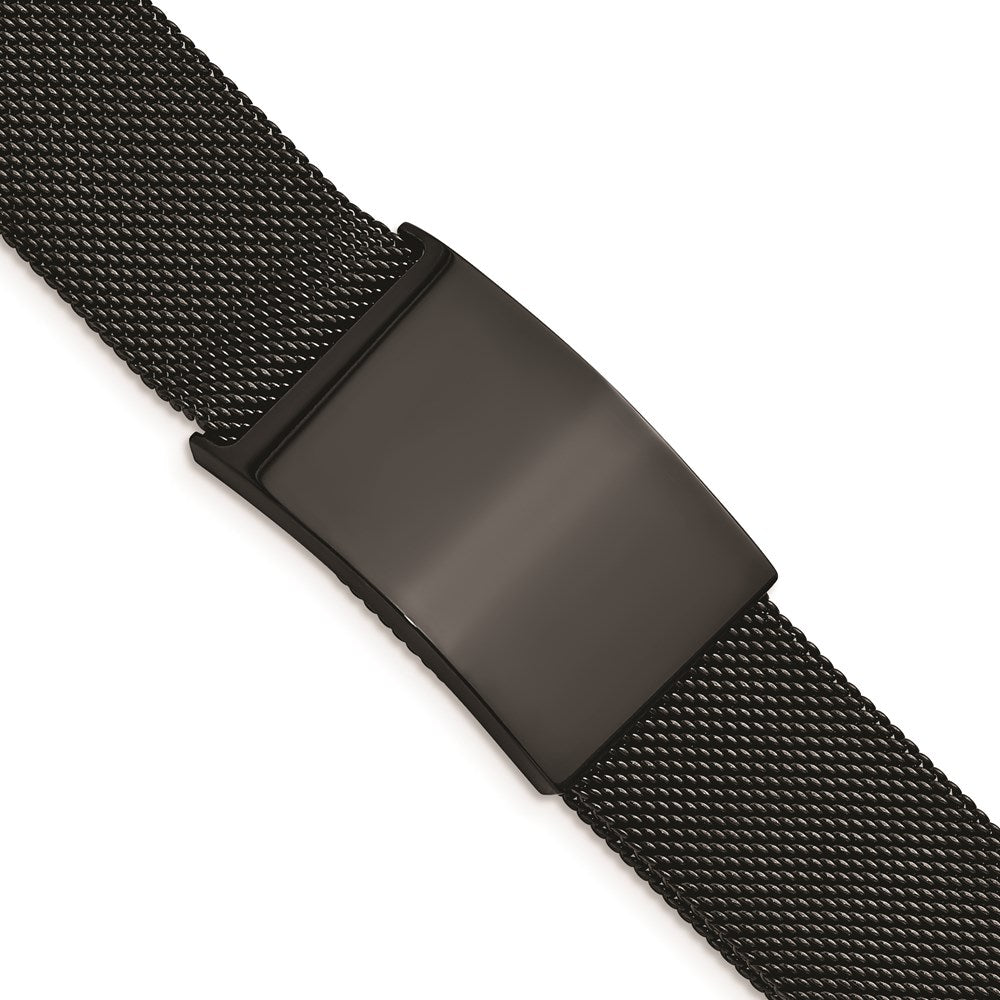 Chisel Brand Jewelry, Stainless Steel Polished Black IP-plated Mesh Adjustable ID Men's Bracelet