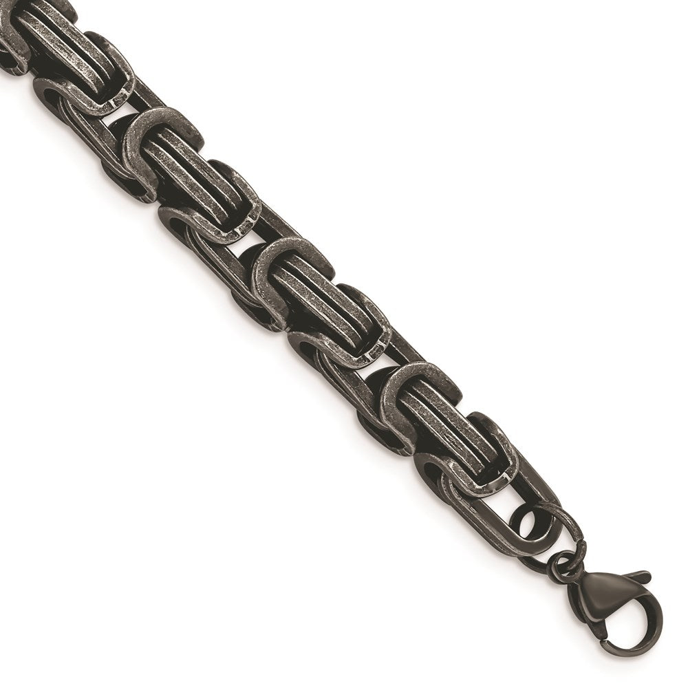 Chisel Brand Jewelry, Stainless Steel Antiqued White Bronze Plated 8.5mm 8.5in Men's Bracelet