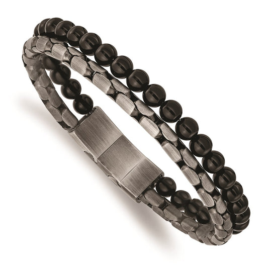 Chisel Brand Jewelry, Stainless Steel Brushed Antique Bronze-plated IP Agate with .5in ext Men's Bracelet