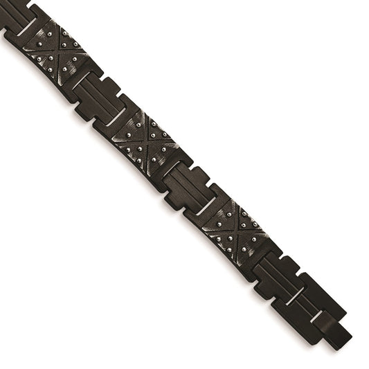 Chisel Brand Jewelry, Stainless Steel Antiqued and Brushed Black IP-plated 9.25in Link Men's Bracelet