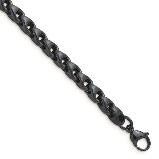 Chisel Brand Jewelry, Stainless Steel Brushed Dark Grey/Blue IP-plated 5.75mm 8.5in Bracelet