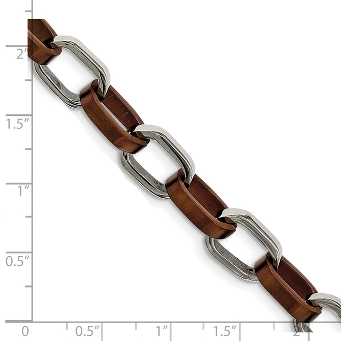 Chisel Brand Jewelry, Stainless Steel Brown IP-plated 8.5in Men's Bracelet
