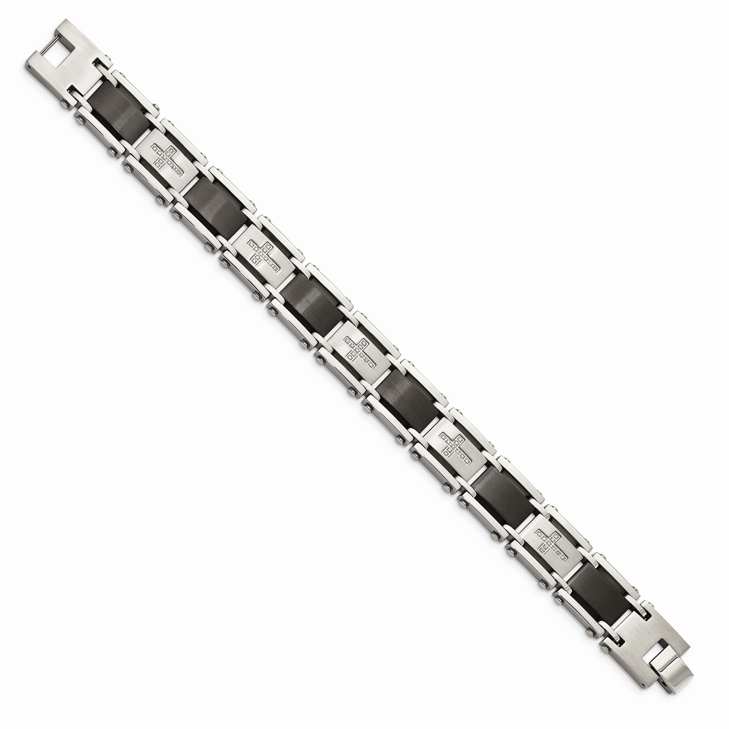 Chisel Brand Jewelry, Stainless Steel Black IP-plated & 1/4ct. Diamond 8.75in Men's Bracelet