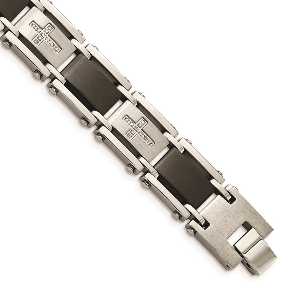 Chisel Brand Jewelry, Stainless Steel Black IP-plated & 1/4ct. Diamond 8.75in Men's Bracelet