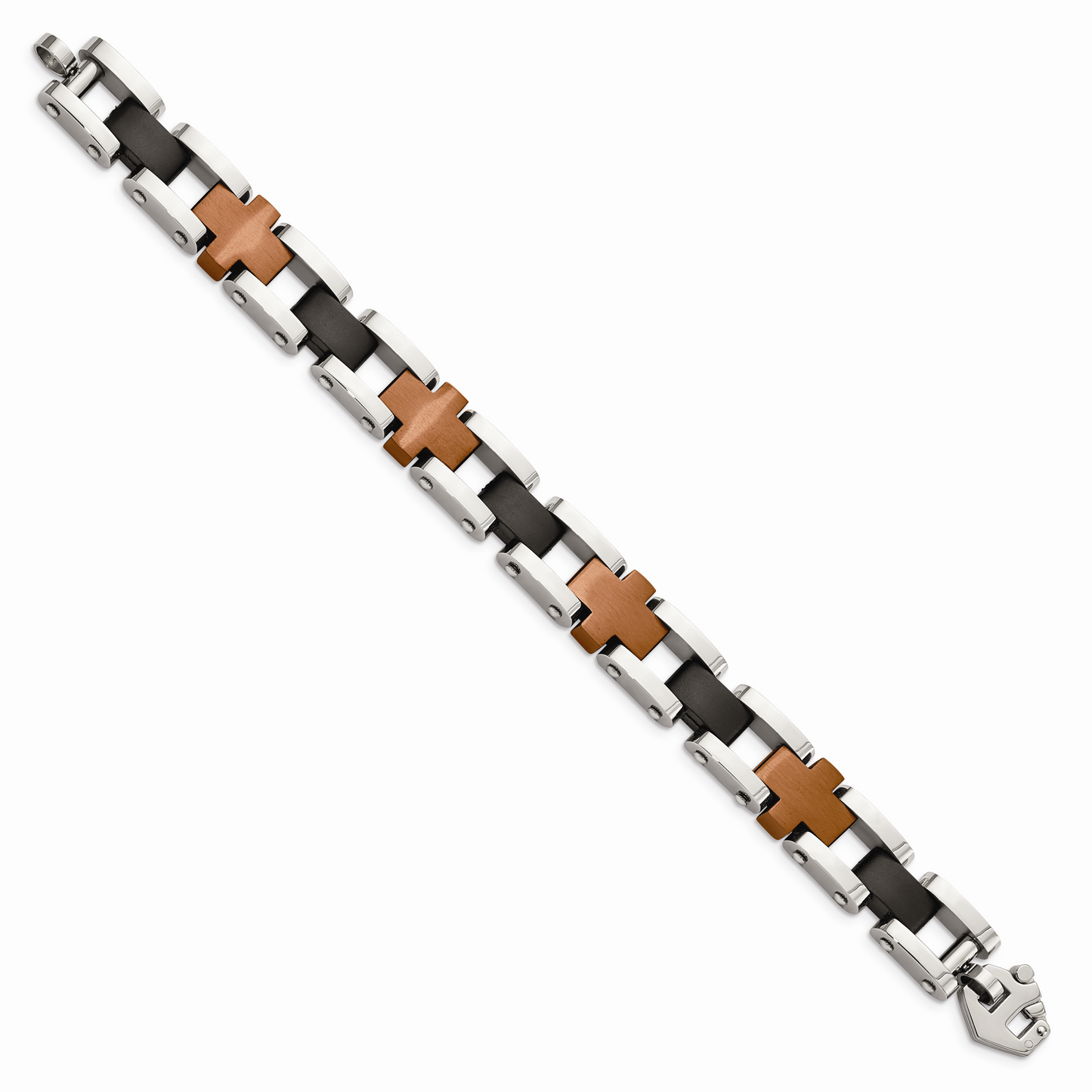 Chisel Brand Jewelry, Stainless Steel Brown & Black IP-plated 8.75in Men's Bracelet
