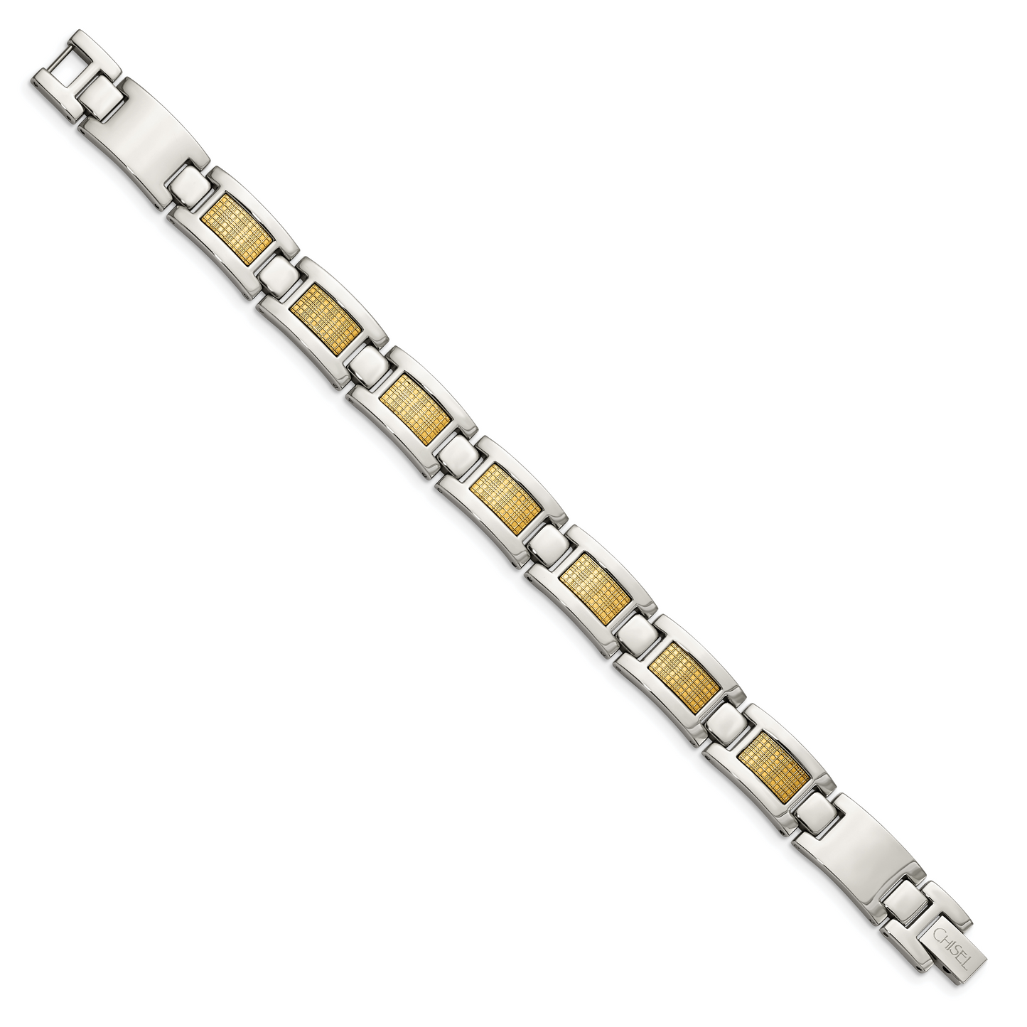 Chisel Brand Jewelry, Stainless Steel & 18k Gold Foil 8.25in Men's Bracelet