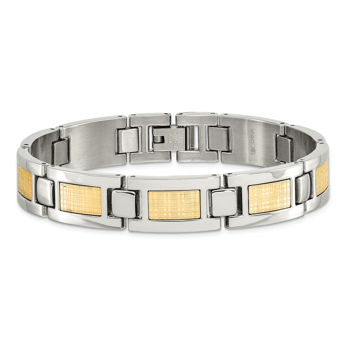 Chisel Brand Jewelry, Stainless Steel & 18k Gold Foil 8.25in Men's Bracelet