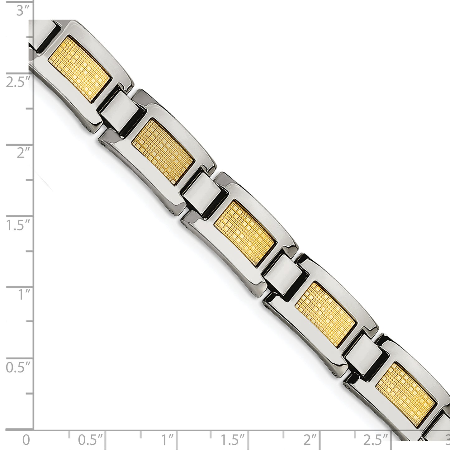 Chisel Brand Jewelry, Stainless Steel & 18k Gold Foil 8.25in Men's Bracelet
