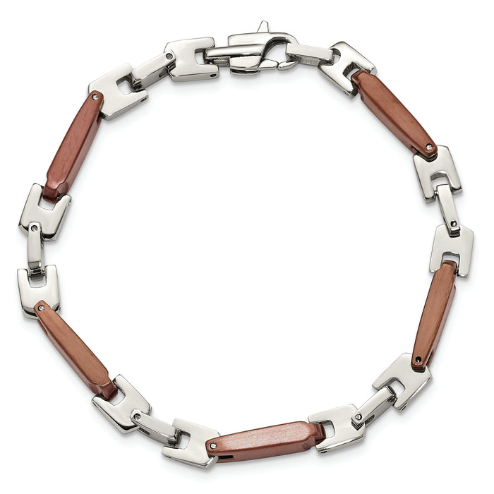 Chisel Brand Jewelry, Stainless Steel Brown IP-plated 8.25in Men's Bracelet