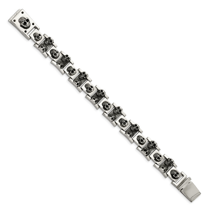 Chisel Brand Jewelry, Stainless Steel Skull 8.25in Bracelet