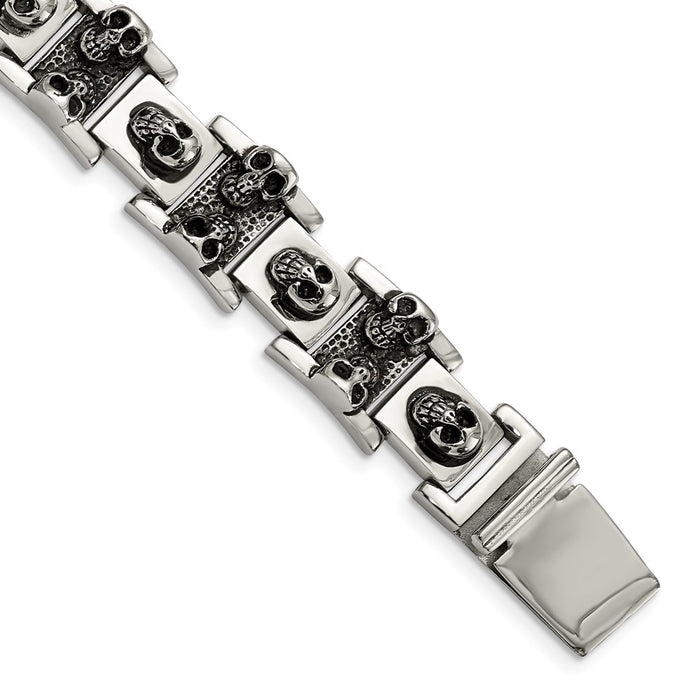 Chisel Brand Jewelry, Stainless Steel Skull 8.25in Bracelet