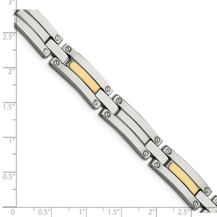 Chisel Brand Jewelry, Stainless Steel & 14K Polished 8.5in Men's Bracelet