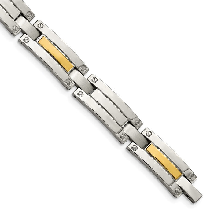 Chisel Brand Jewelry, Stainless Steel & 14K Polished 8.5in Men's Bracelet