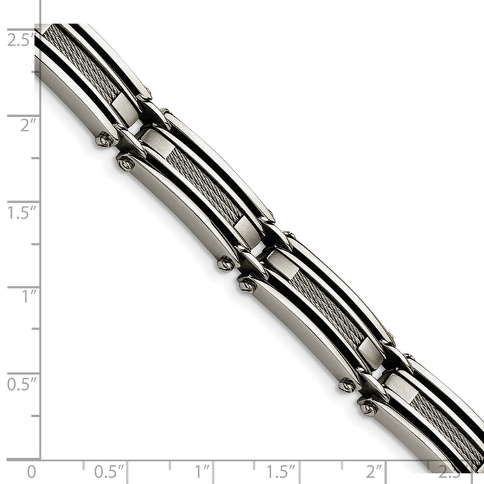 Chisel Brand Jewelry, Stainless Steel Wire Brushed & Polished 9in Men's Bracelet