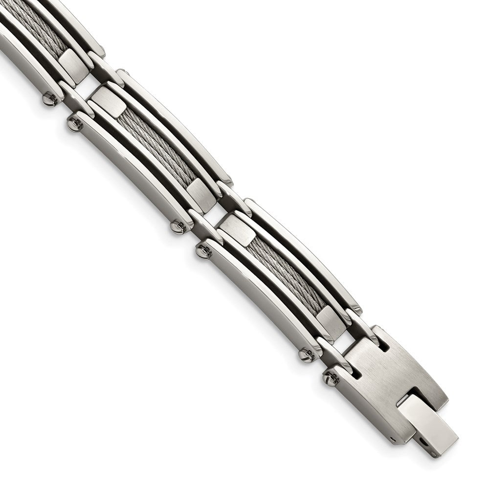 Chisel Brand Jewelry, Stainless Steel Wire Brushed & Polished 9in Men's Bracelet