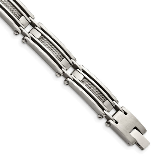 Chisel Brand Jewelry, Stainless Steel Wire Brushed & Polished 9in Men's Bracelet