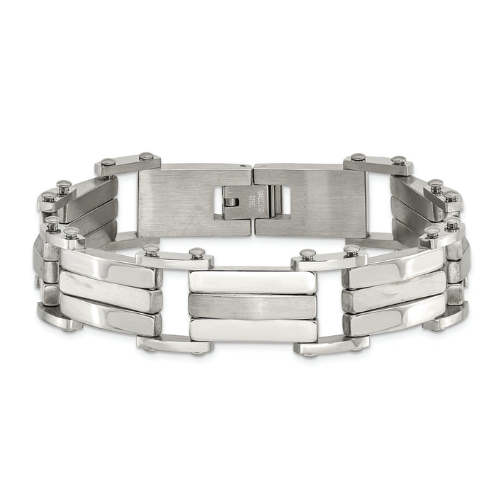 Chisel Brand Jewelry, Stainless Steel Brushed & Polished 8.5in Men's Bracelet