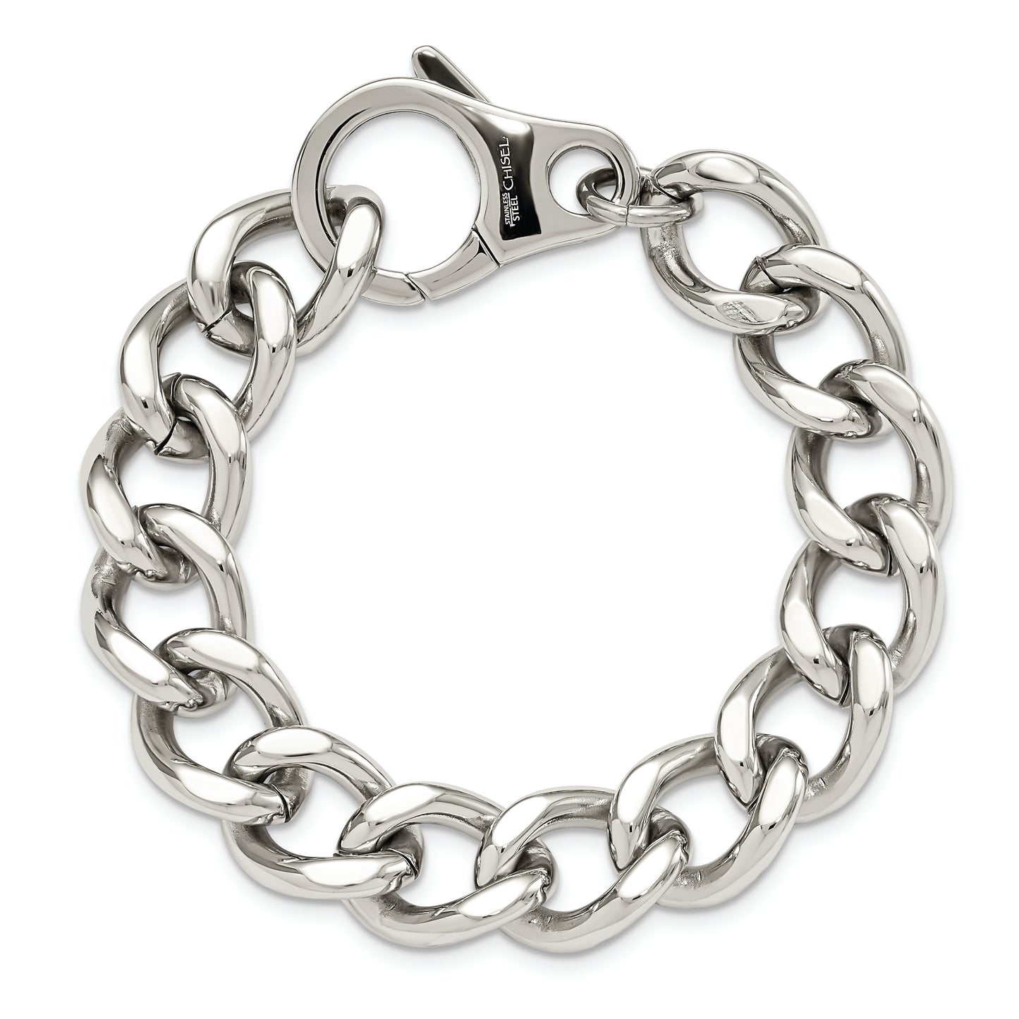 Chisel Brand Jewelry, Stainless Steel Polished Large Link 8.5in Men's Bracelet