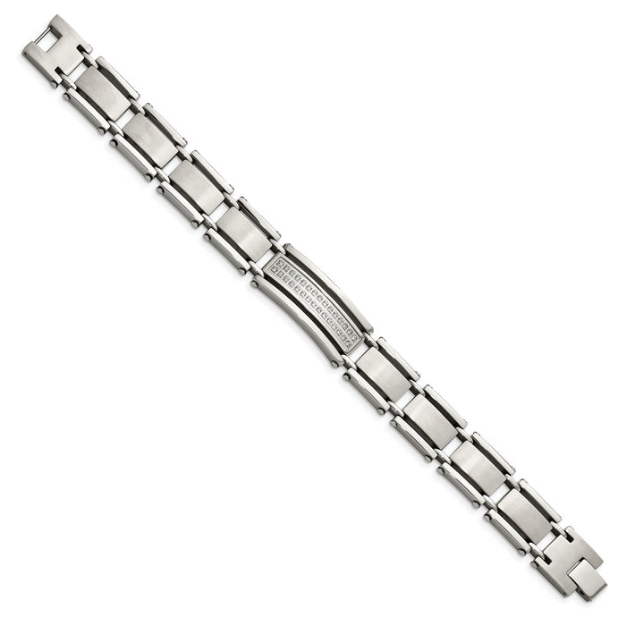 Chisel Brand Jewelry, Stainless Steel CZs Brushed & Polished 8.5in Men's Bracelet