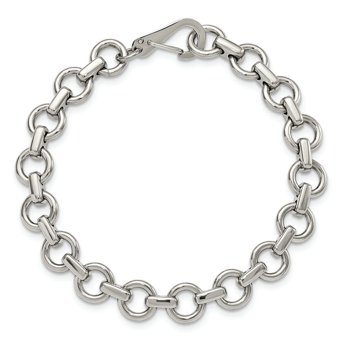 Chisel Brand Jewelry, Stainless Steel Polished Links 8.25in Men's Bracelet