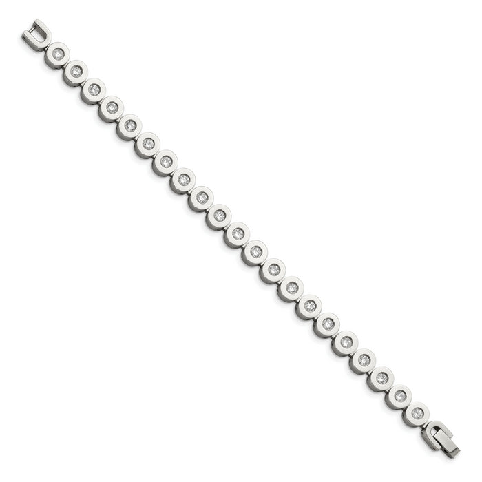 Chisel Brand Jewelry, Stainless Steel with CZs 7.5in Bracelet