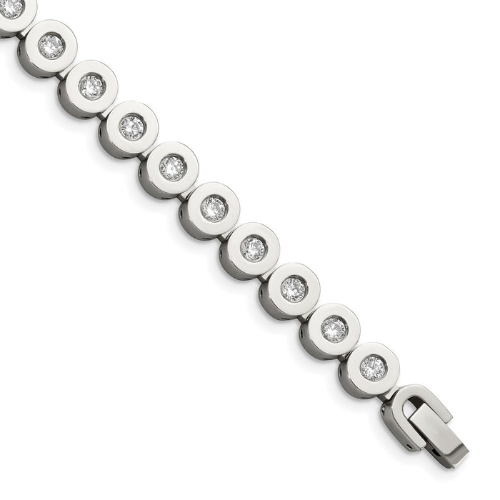 Chisel Brand Jewelry, Stainless Steel with CZs 7.5in Bracelet