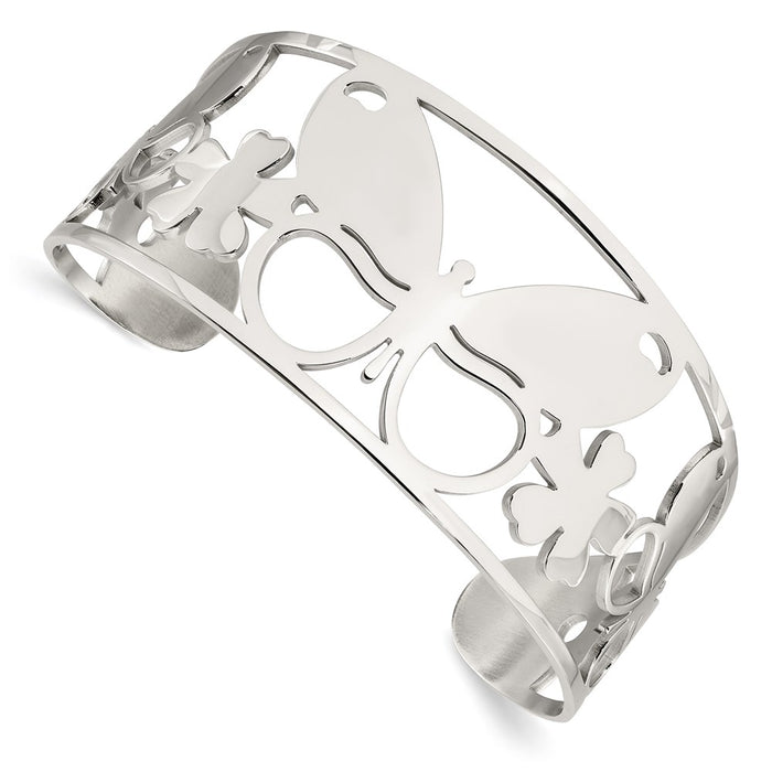 Chisel Brand Jewelry, Stainless Steel Polished Butterfly Cuff Bangle