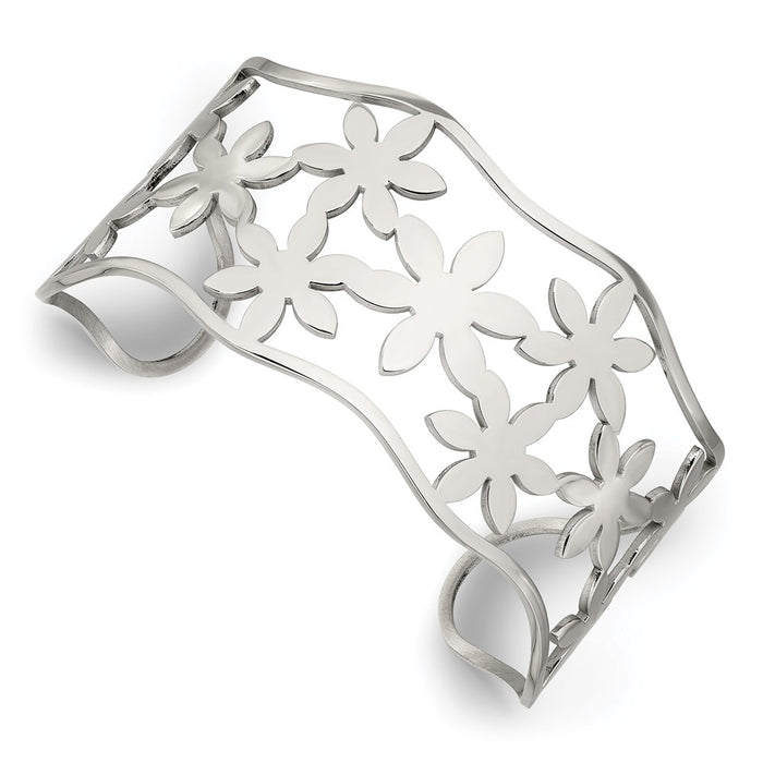 Chisel Brand Jewelry, Stainless Steel Flowers Cuff Bangle