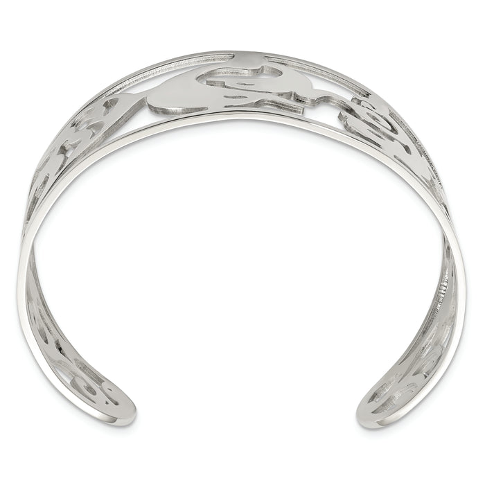 Chisel Brand Jewelry, Stainless Steel Dolphins Cuff Bangle