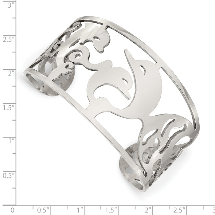 Chisel Brand Jewelry, Stainless Steel Dolphins Cuff Bangle