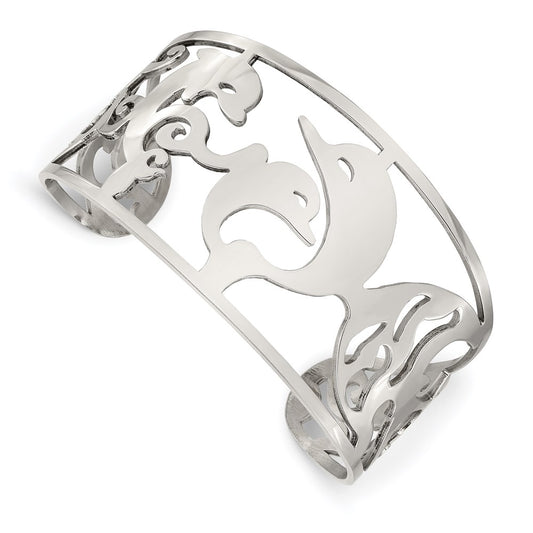 Chisel Brand Jewelry, Stainless Steel Dolphins Cuff Bangle