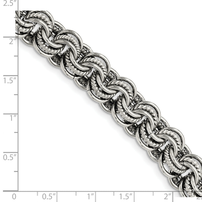 Chisel Brand Jewelry, Stainless Steel Multiple Links 7.75in Bracelet