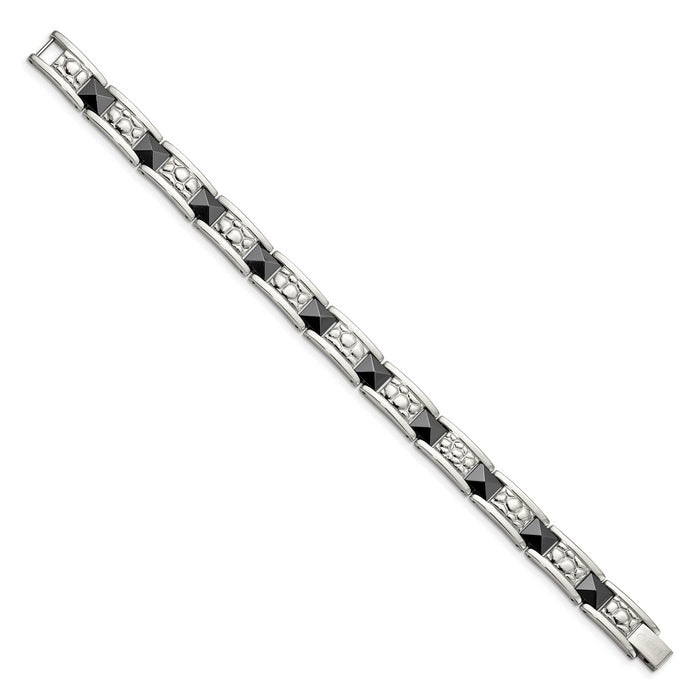 Chisel Brand Jewelry, Stainless Steel Black-plated & Textured 8.5in Men's Bracelet