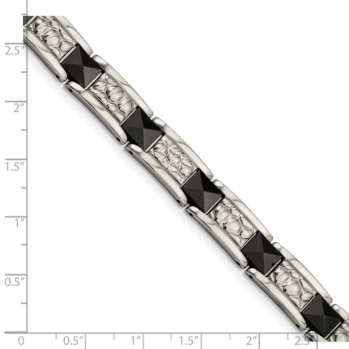 Chisel Brand Jewelry, Stainless Steel Black-plated & Textured 8.5in Men's Bracelet