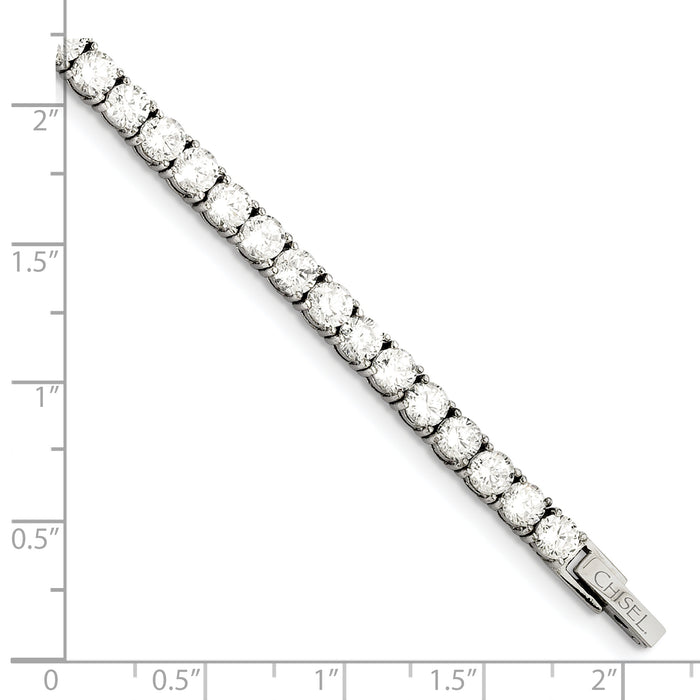 Chisel Brand Jewelry, Stainless Steel CZ 7.5in Bracelet