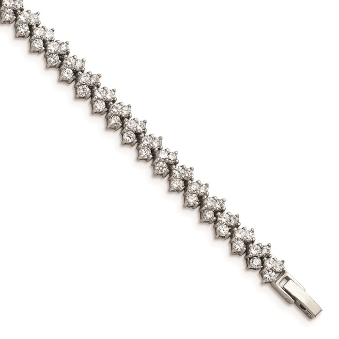 Chisel Brand Jewelry, Stainless Steel Fancy CZ 7.5in Bracelet