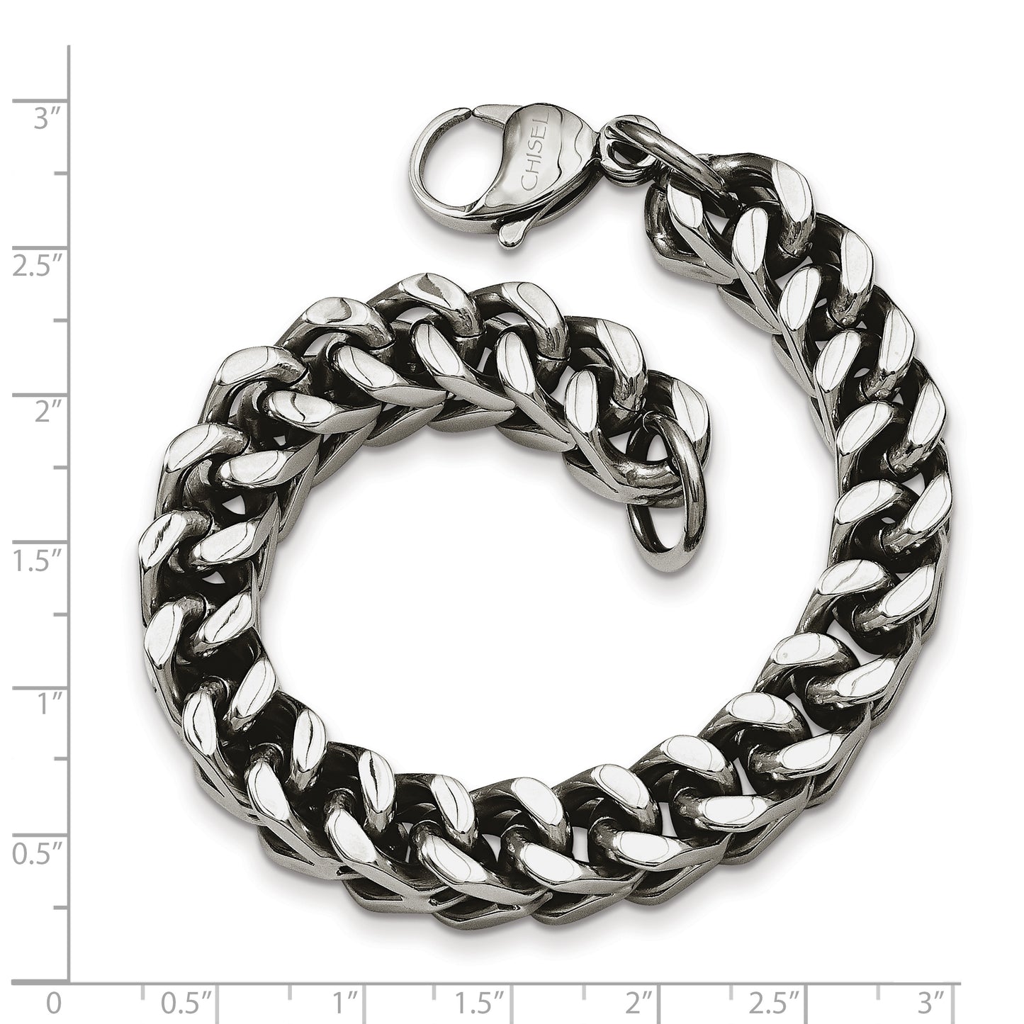 Chisel Brand Jewelry, Stainless Steel Heavy Wheat 9.5in Men's Bracelet