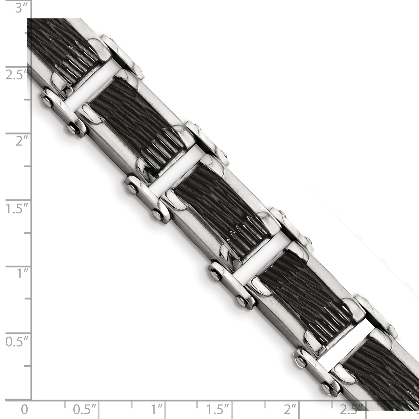 Chisel Brand Jewelry, Stainless Steel Black-plated & Textured 9in Bracelet