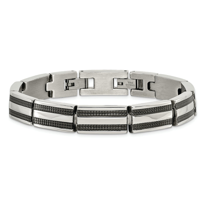 Chisel Brand Jewelry, Stainless Steel IP Black-plated 8.25in Men's Bracelet