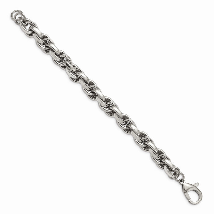 Chisel Brand Jewelry, Stainless Steel Polished Oval Link 8.5in Men's Bracelet