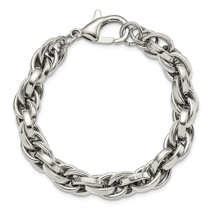 Chisel Brand Jewelry, Stainless Steel Polished Oval Link 8.5in Men's Bracelet