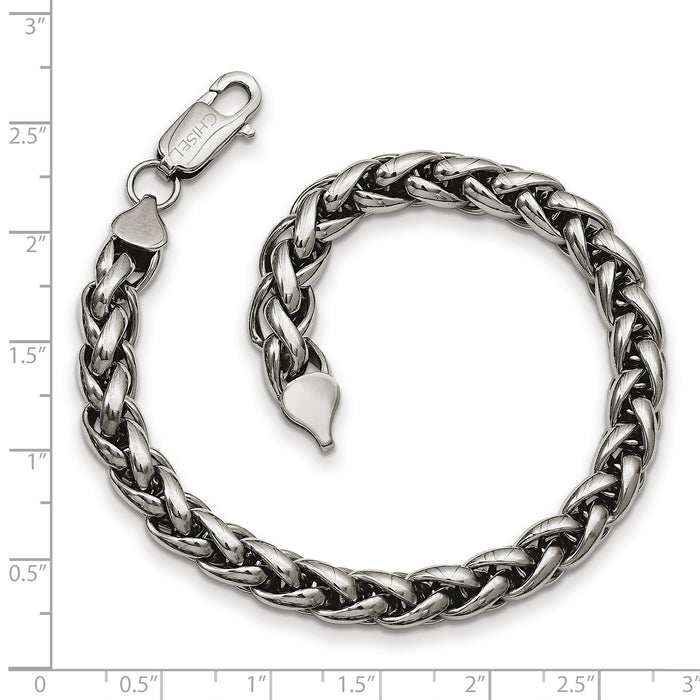 Chisel Brand Jewelry, Stainless Steel Polished 8.5in Men's Bracelet