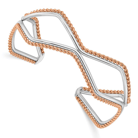 Chisel Brand Jewelry, Stainless Steel Pink IP-plated Textured Cuff Bangle