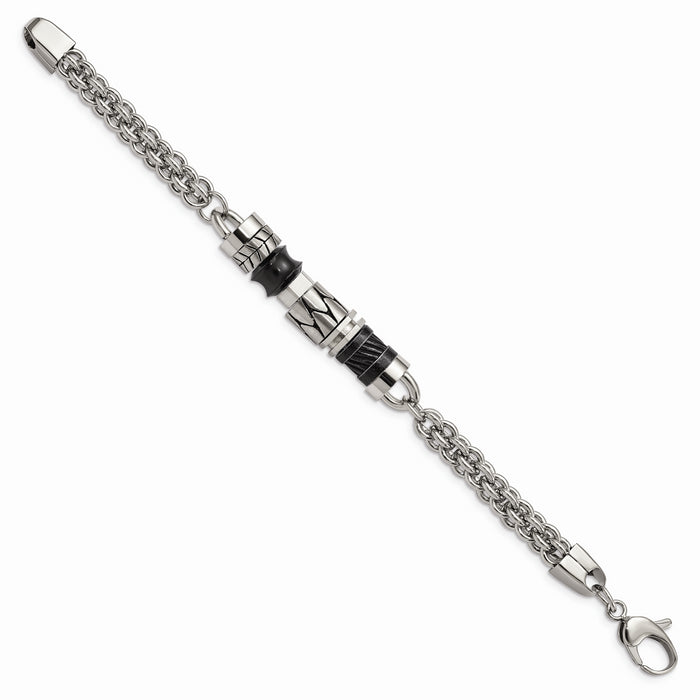 Chisel Brand Jewelry, Stainless Steel Moveable Pieces Antiqued 8.25in Men's Bracelet