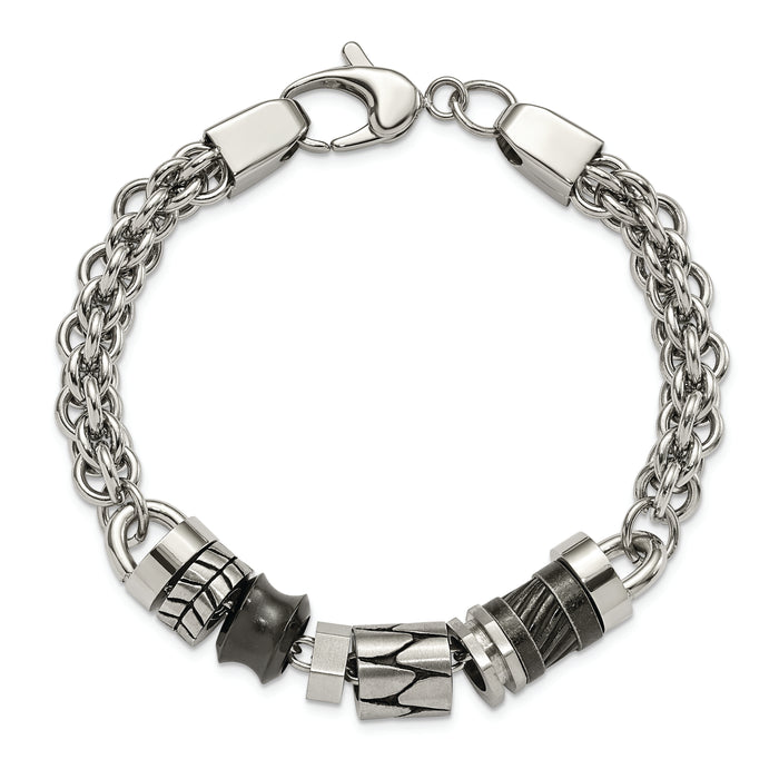 Chisel Brand Jewelry, Stainless Steel Moveable Pieces Antiqued 8.25in Men's Bracelet