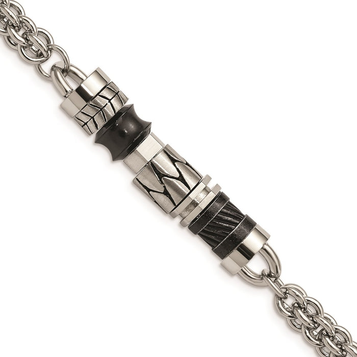 Chisel Brand Jewelry, Stainless Steel Moveable Pieces Antiqued 8.25in Men's Bracelet