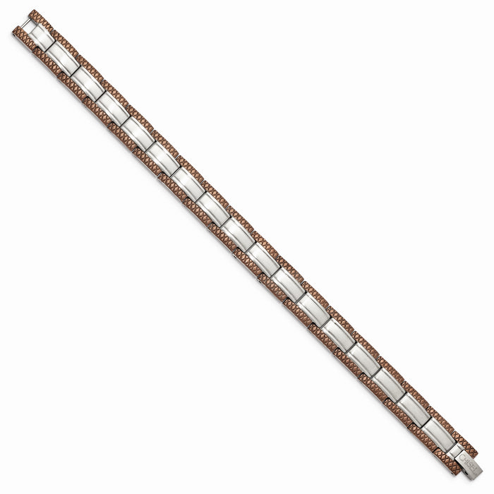 Chisel Brand Jewelry, Stainless Steel Brown IP-plated 8.75in Men's Bracelet